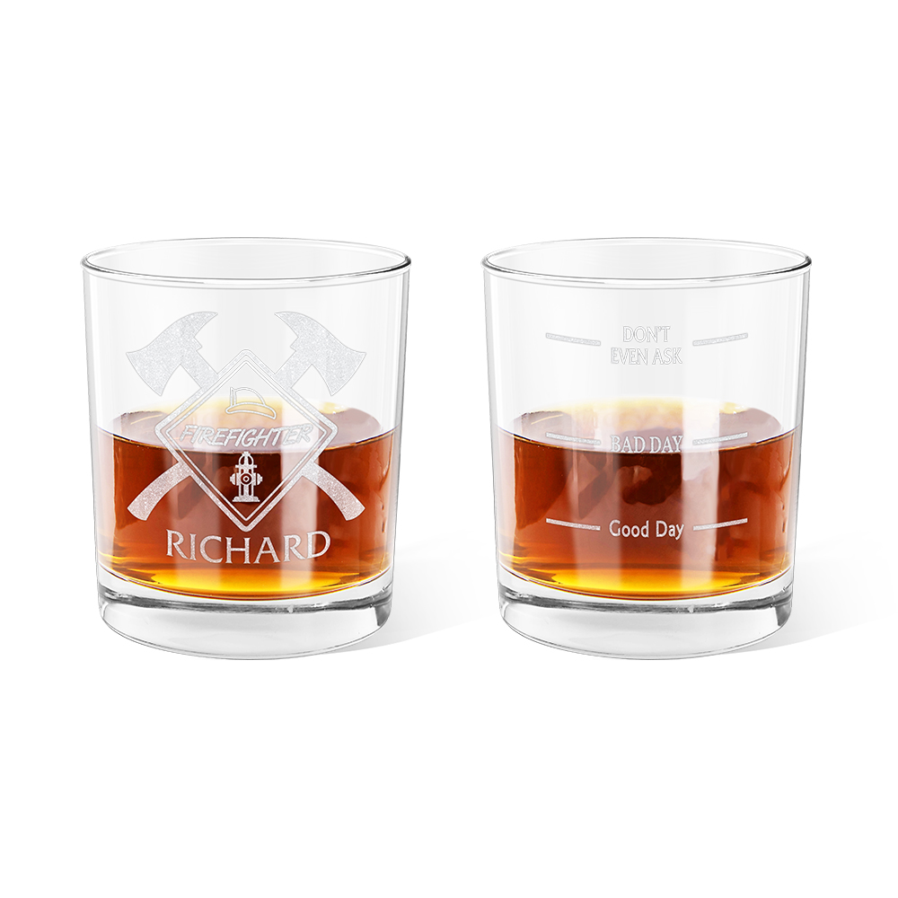 Verre à Whisky Personnalisé avec Nom et Texte pour Pompier Cadeau d'Anniversaire et de Retraite pour Pompier