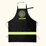 Personalised Waterproof Reflective Firefighter Name Apron with Pocket Father's Day Birthday Gift for Firefighter Dad