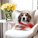 Taie d'Oreiller Personnalisée avec Nom et Photo en Aquarelle Cadeau Pendaison de Crémaillère Anniversaire pour Amoureux des Animaux de Compagnie