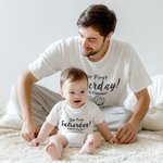 Onesie T-shirt Personnalisé avec Nom Papa et Bébé Thème Our First Fatherday Cadeau Fête des Pères Anniversaire pour Nouveau Papa Bébé