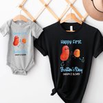 Personalized Happy First Farter's Day Potato 100% Cotton Baby Onesie T-shirt with Name Funny Father's Day Gift for Baby New Dad