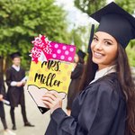 Personalized Wooden Teacher Pencil Sign Name Plaque with Bow and Rope School Classroom Wall Door Hanger Teachers’ Day Gift for Teacher