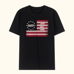 Personalized American Flag 100% Cotton T-Shirt with 1-8 Names Father's Day Birthday Gift for Daddy
