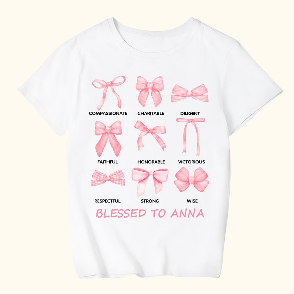 T-shirt Adulte et Enfant Personnalisé avec Texte et Noeud Papillon Cadeau Religieux Anniversaire pour Elle