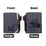 Personalised Engraved Photo Men's Foldable Compact Leather Wallet with  Text Father's Day Birthday Gift for Men