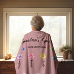Personalisierte 1-13 Geburt Blumen Liebe wächst hier weiche Decke mit Namen Muttertag für Mama Oma