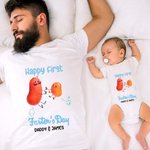 Personalized Happy First Farter's Day Potato 100% Cotton Baby Onesie T-shirt with Name Funny Father's Day Gift for Baby New Dad