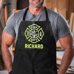 Personalised Waterproof Reflective Firefighter Name Apron with Pocket Father's Day Birthday Gift for Firefighter Dad