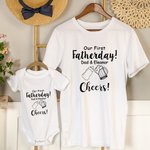 Onesie T-shirt Personnalisé avec Nom Papa et Bébé Thème Our First Fatherday Cadeau Fête des Pères Anniversaire pour Nouveau Papa Bébé
