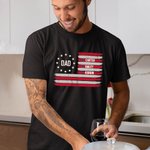 Personalized American Flag 100% Cotton T-Shirt with 1-8 Names Father's Day Birthday Gift for Daddy