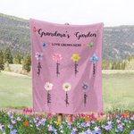 Personalisierte 1-13 Geburt Blumen Liebe wächst hier weiche Decke mit Namen Muttertag für Mama Oma