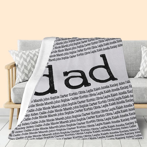 Personalisierte Wiederholung 1-15 Namen weiche Wurfdecke Geburtstag Vatertag Geschenk für Familie Vater