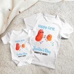 Personalized Happy First Farter's Day Potato 100% Cotton Baby Onesie T-shirt with Name Funny Father's Day Gift for Baby New Dad