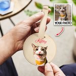 Personalisierte Haustier Porträt Ölgemälde Runde Gepäckanhänger mit Namen und integrierte Karte Geburtstag Reise Geschenk für Tierliebhaber