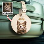 Personalisierte Haustier Porträt Ölgemälde Runde Gepäckanhänger mit Namen und integrierte Karte Geburtstag Reise Geschenk für Tierliebhaber
