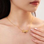 Personalised Minimalist Name Necklace with Heart Birthstone Dainty Jewellery Birthday Anniversary Gift for Women