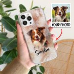 Personalized Watercolor  Dog Cat Pet Portrait  TPU Phone Case for iPhone with Name Pet Loss Birthday Gift for Pet Lovers