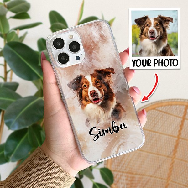Watercolor Pet Portrait iPhone Case: Pet Loss Gift