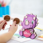 Gepersonaliseerde Leuke Dinosaurus Zonnebrilhouder Zonnebrilstandaard met Naam Bureaudecoratie Cadeau voor Kinderen