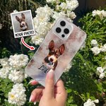 Personalized Watercolor  Dog Cat Pet Portrait  TPU Phone Case for iPhone with Name Pet Loss Birthday Gift for Pet Lovers