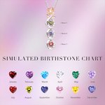Personalized Rose Flower Necklace with 2-5 Heart Birthstones and Engraved Names Birthday Mother's Day Gift for Her