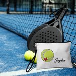 Personalizzato Pickleball Calcio Basket Sport Canvas Makeup Bag con nome e cerniera regalo di compleanno per gli amanti della palla Coach