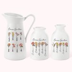 Personalisierte Retro Keramik Vase mit 1-10 Geburtsblumen und Namen Haus Deko Muttertag Geburtstag Geschenk für Mama Oma Familie