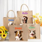 Personalisierte Haustierporträt Ölmalerei-Stil Jute Tragetasche mit Namen Wiederverwendbares Reisezubehör Geburtstag Geschenk für Tierliebhaber