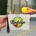 Personalizzato Pickleball Calcio Basket Sport Canvas Makeup Bag con nome e cerniera regalo di compleanno per gli amanti della palla Coach