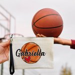 Personalizzato Pickleball Calcio Basket Sport Canvas Makeup Bag con nome e cerniera regalo di compleanno per gli amanti della palla Coach