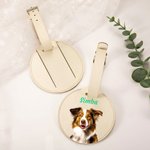 Personalisierte Haustier Porträt Ölgemälde Runde Gepäckanhänger mit Namen und integrierte Karte Geburtstag Reise Geschenk für Tierliebhaber