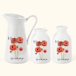 Personalized Watercolor Poppy Flower Ceramic Vase Vintage Home Decoration Mother's Day Birthday Gift for Mom Grandma