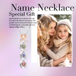 Personalized Rose Flower Necklace with 2-5 Heart Birthstones and Engraved Names Birthday Mother's Day Gift for Her