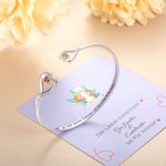 Personalisierter Verstellbarer Doppel-Herz Armreif mit Geburtssteinen Text Gravur und Karte Geburtstag Muttertag Geschenk für Oma Enkelin