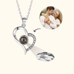 Collar personalizado de plata esterlina con corazón hueco y proyección de foto con Te amo en 100 idiomas regalo de cumpleaños para ella