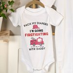 Gepersonaliseerd Ik Ga Brandweer Met Papa 100% Katoenen Baby Rompertje met Bijnaam Verjaardag Vaderdagcadeau voor Baby