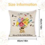 Personalized Birth Butterfly Carnation Bouquet Linen Pillow Cover with Name Mother's Day Birthday Gift for Mom Grandma