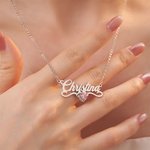 Personalised Minimalist Name Necklace with Heart Birthstone Dainty Jewellery Birthday Anniversary Gift for Women