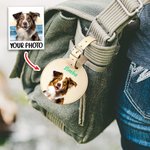 Personalisierte Haustier Porträt Ölgemälde Runde Gepäckanhänger mit Namen und integrierte Karte Geburtstag Reise Geschenk für Tierliebhaber