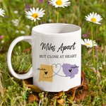 Personalized Long Distance State to State Map 11/15oz Ceramic Mug with Names Graduation Friendship Gift for Family Friend