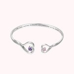 Personalisierter Verstellbarer Doppel-Herz Armreif mit Geburtssteinen Text Gravur und Karte Geburtstag Muttertag Geschenk für Oma Enkelin