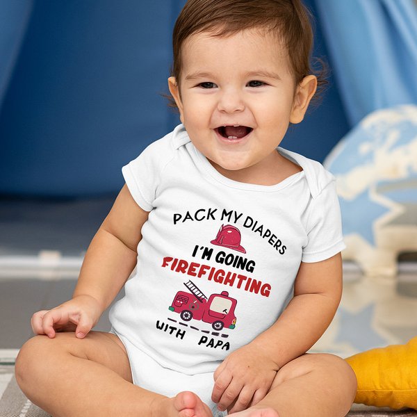 Personlig Jag ska bli brandman med pappa 100% bomull Baby Bodysuit med smeknamn Födelsedag Fars dag present till baby