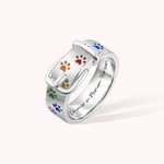 Personalisierte Namensring mit Pfote Regenbogen Welpenhalsband Ring Erinnerung an Verlust von Haustier Geschenk für Tierliebhaber
