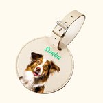 Personalisierte Haustier Porträt Ölgemälde Runde Gepäckanhänger mit Namen und integrierte Karte Geburtstag Reise Geschenk für Tierliebhaber