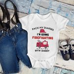 Gepersonaliseerd Ik Ga Brandweer Met Papa 100% Katoenen Baby Rompertje met Bijnaam Verjaardag Vaderdagcadeau voor Baby