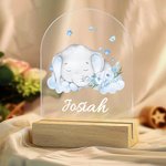 Personalised Cute Flower Elephant LED Acrylic Plaque with Name Home Decoration Birthday Gift for Kid