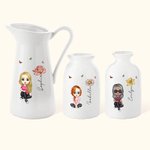Personalized Vintage Floral Cute Women Girl Ceramic Vase with Name Birthday Mother's Day Gift for Her