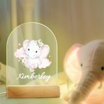 Personalised Cute Flower Elephant LED Acrylic Plaque with Name Home Decoration Birthday Gift for Kid