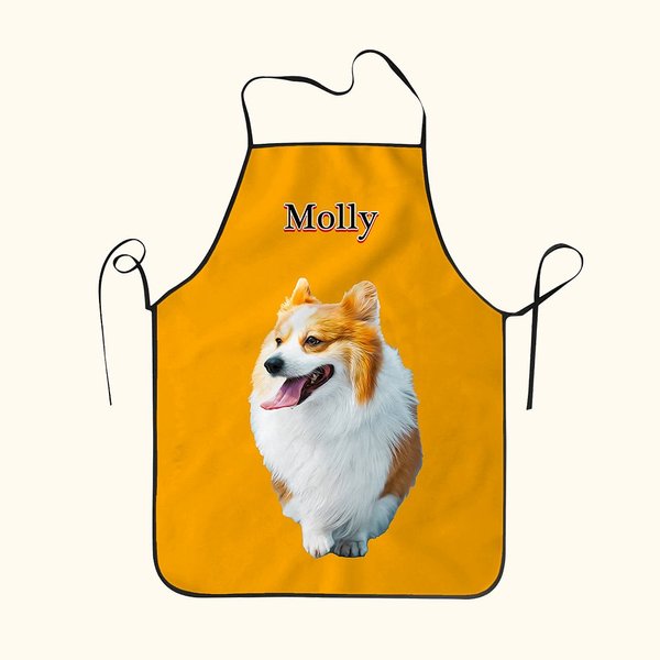 Grembiule impermeabile personalizzato in stile pittura ad olio con foto dell'animale domestico e nome Multicolore Regalo di compleanno per gli amanti 
