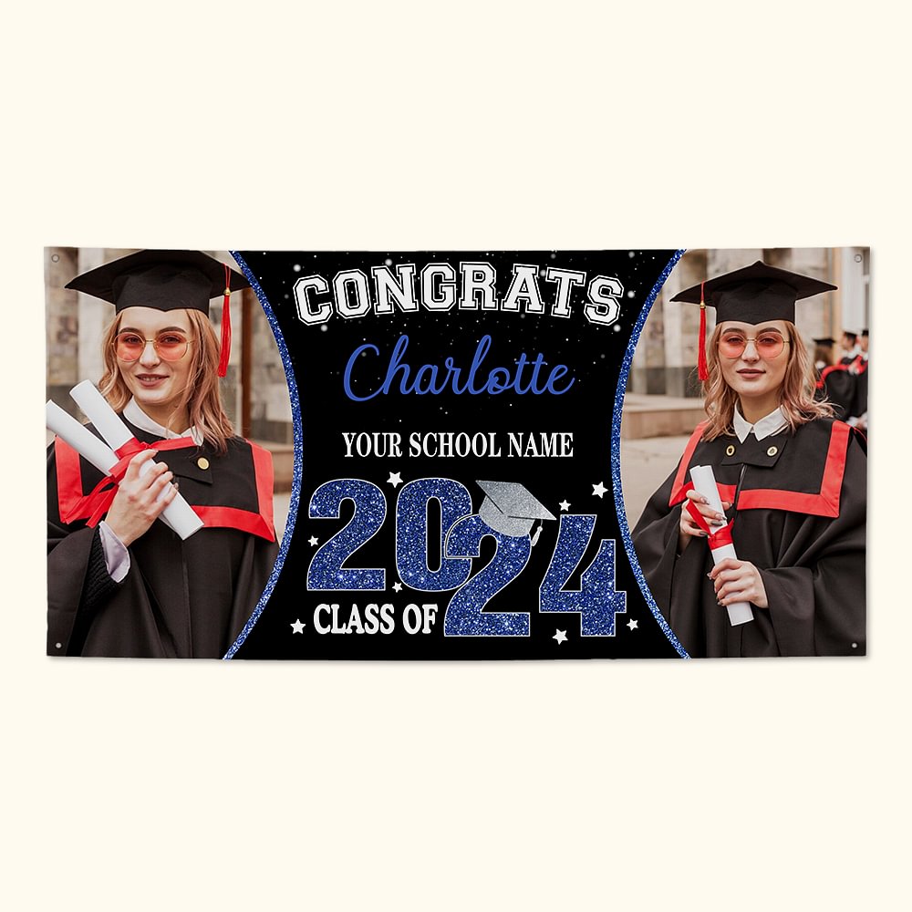 Personalized Multicolor Congrats Glitter Class Of 2024 Graduation ...